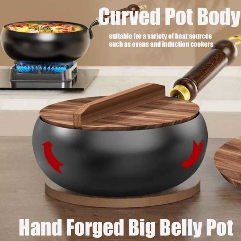 📢 60% OFF!! ⏰ Cast Iron Wok – Robust cast iron roasting pot with lid for braising & cooking 👩‍🍳