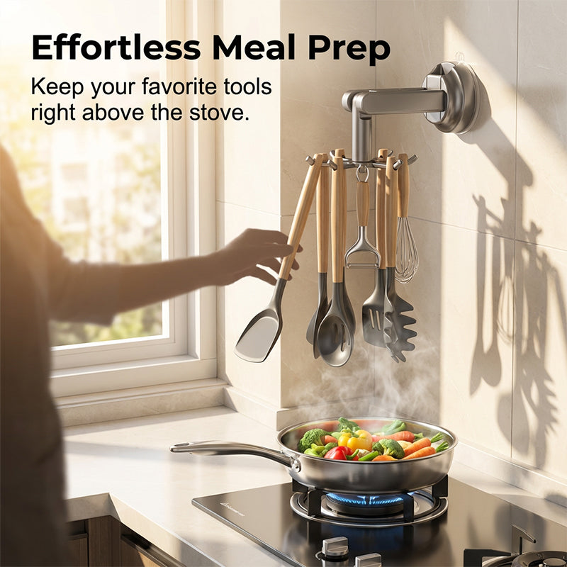 🔥No-Punch Suction Cup Kitchen Utensil Rack
