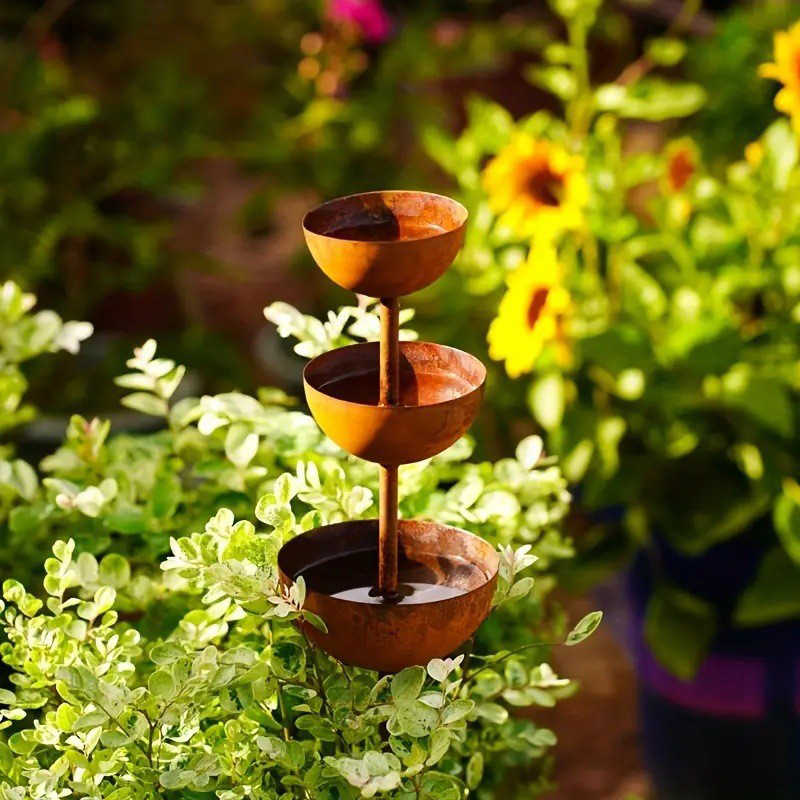 🌸Spring Special Limited 50%Off💐3-Tier Rustic Metal Bird Feeder & Drinker Stake