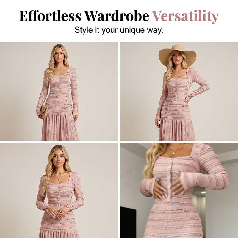 👗 50% OFF NOW! 💕 Square Neck Maxi Dress – Flattering Fit, Soft Fabric & Perfect for Any Occasion 🌸
