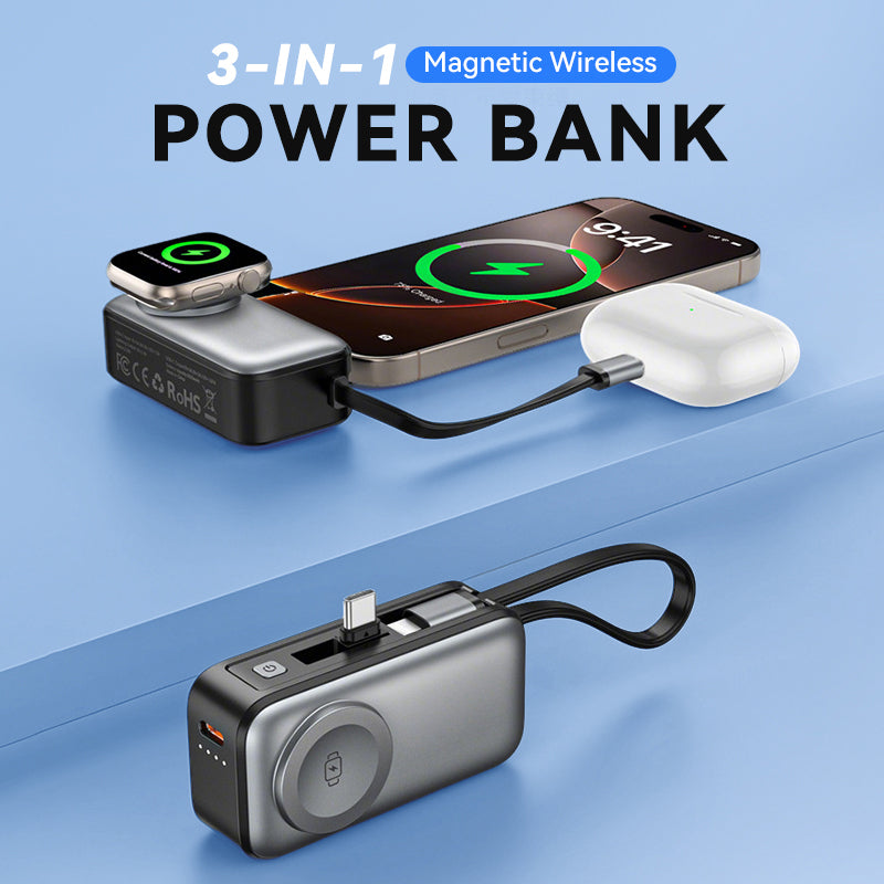 🥳2026 HOT SALE🥳💞50K+ SOLD!📱💨 50% OFF! All-in-One Magnetic Power Bank – Just snap & charge, no cable hunting. 5000mAh, slim design