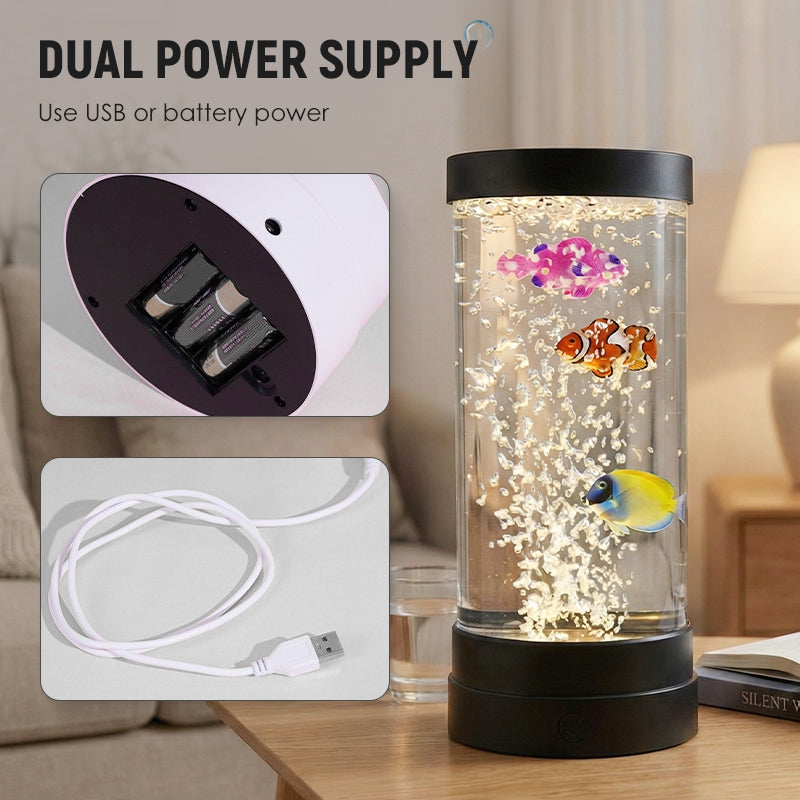 🐟 50% OFF NOW! 💧 LED Fish Aquarium Bubble Lamp – 7-Color LED & Remote Control – USB/Battery Powered & Zen Ambience 🏠
