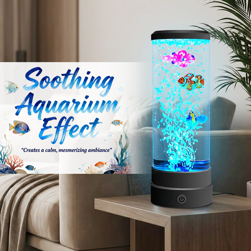 🐟 50% OFF NOW! 💧 LED Fish Aquarium Bubble Lamp – 7-Color LED & Remote Control – USB/Battery Powered & Zen Ambience 🏠