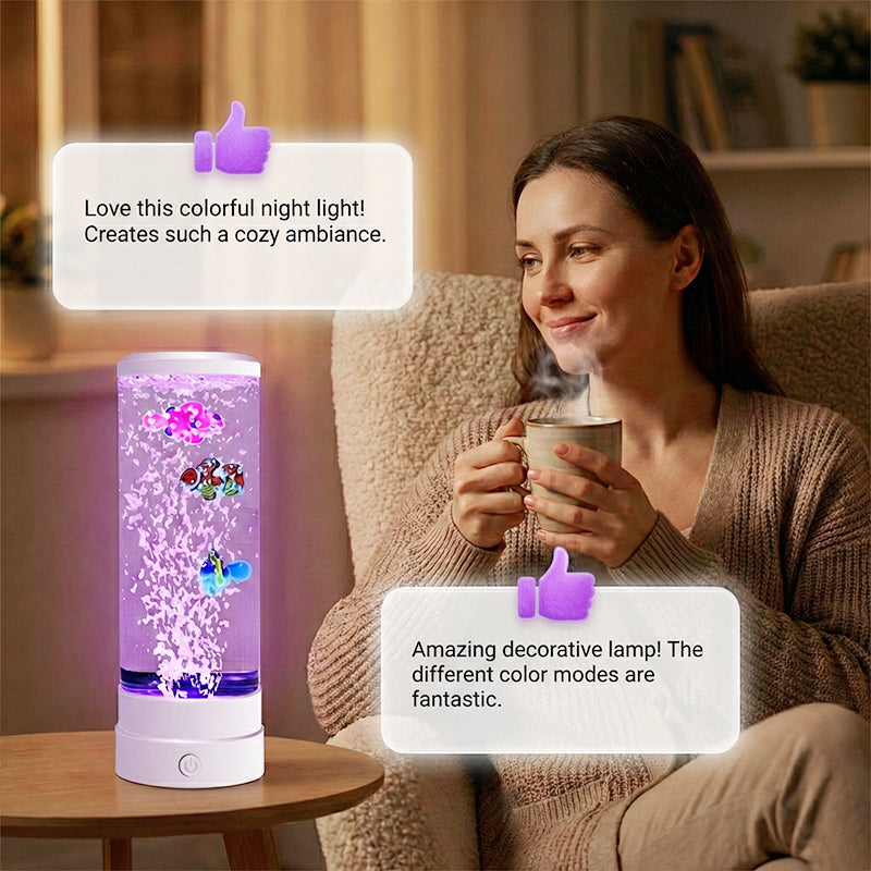 🐟 50% OFF NOW! 💧 LED Fish Aquarium Bubble Lamp – 7-Color LED & Remote Control – USB/Battery Powered & Zen Ambience 🏠