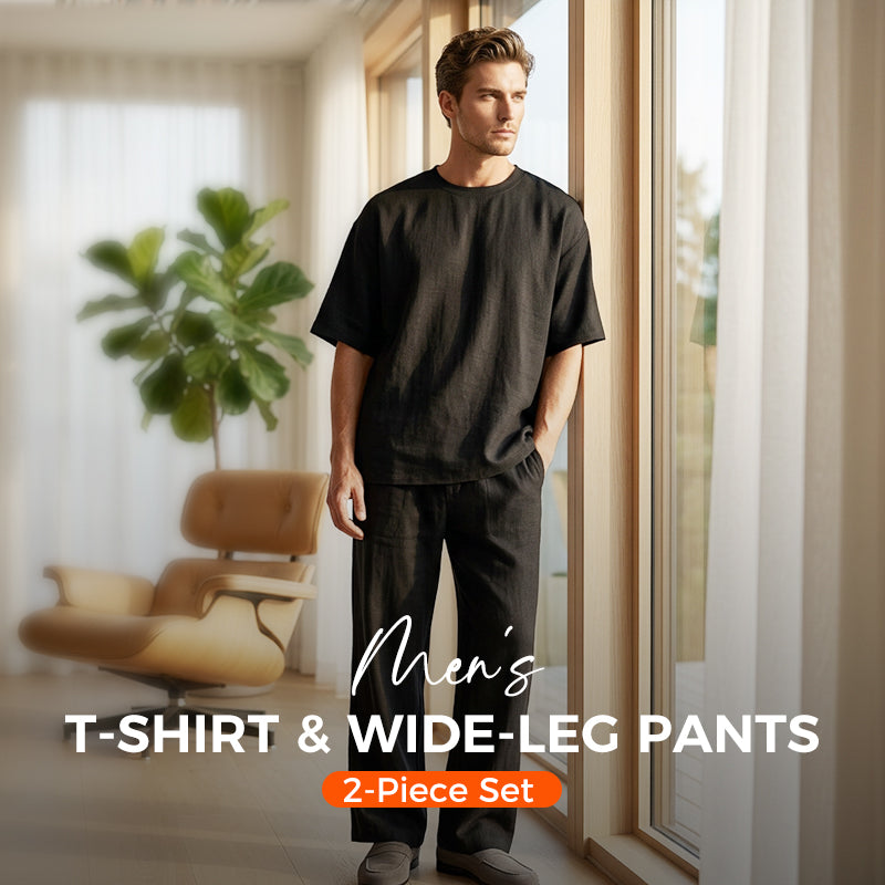 👔Men's T-Shirt & Wide-Leg Pants 2-Piece Set