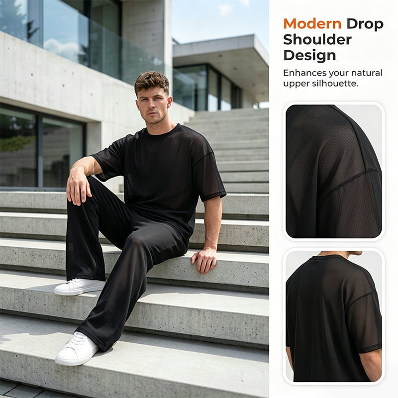 👔Men's T-Shirt & Wide-Leg Pants 2-Piece Set