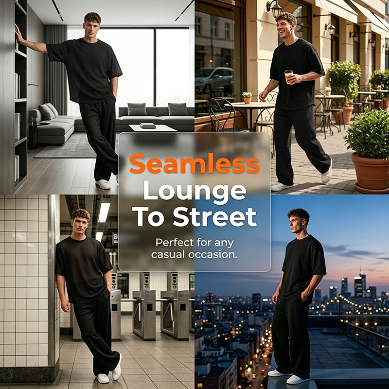 👔Men's T-Shirt & Wide-Leg Pants 2-Piece Set