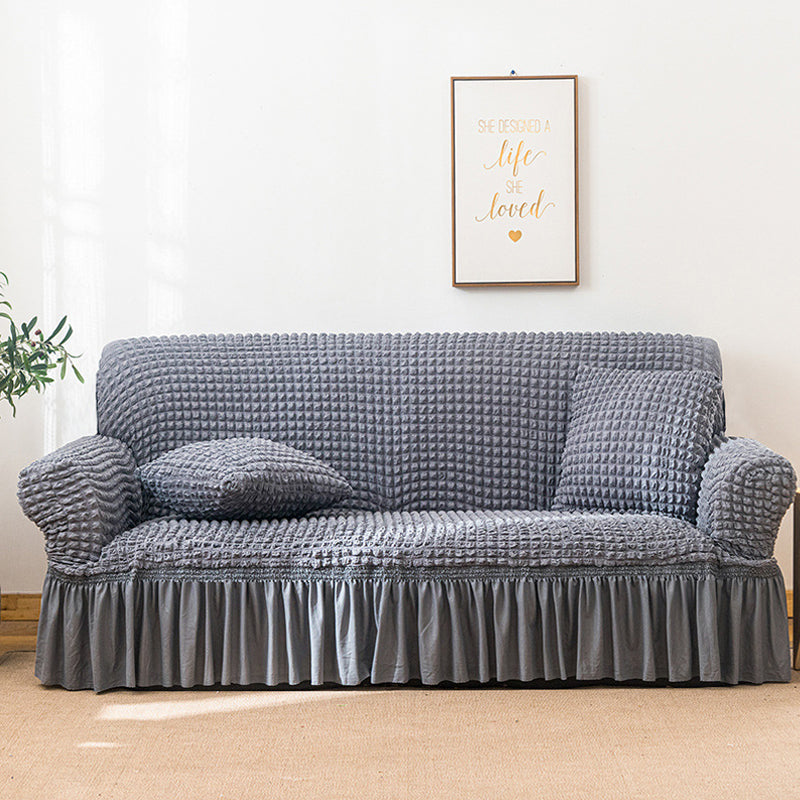 Bubble Texture Elastic Ruffled Sofa Cover