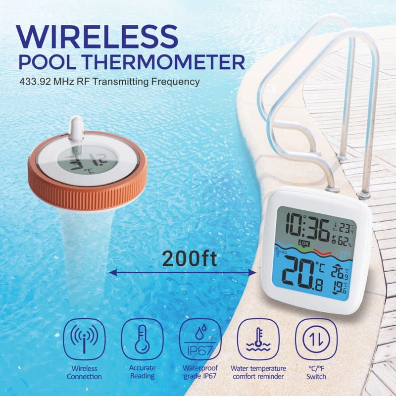 🔥70%Off🔥Digital Thermometer Wireless Pool Thermometer Floating Easy-To-Read