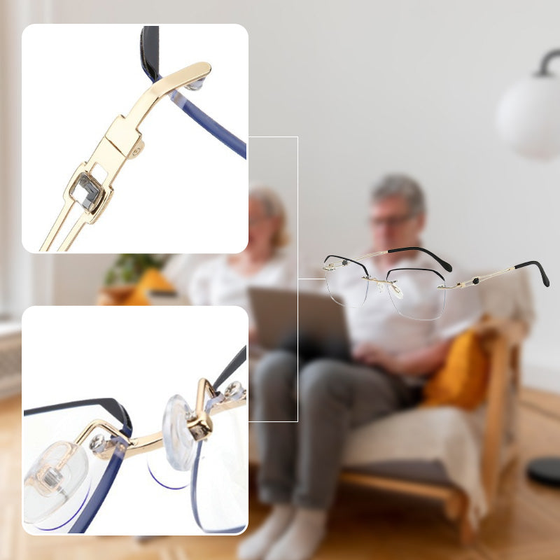 Fashionable HD Rimless Cut Rim 0°Anti Blue Light Glasses