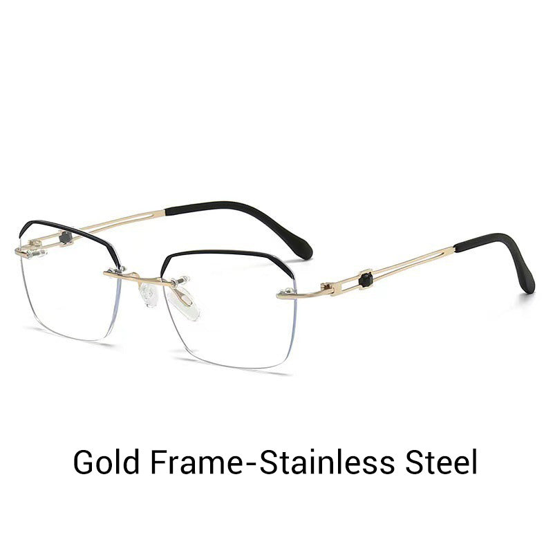 Fashionable HD Rimless Cut Rim 0°Anti Blue Light Glasses