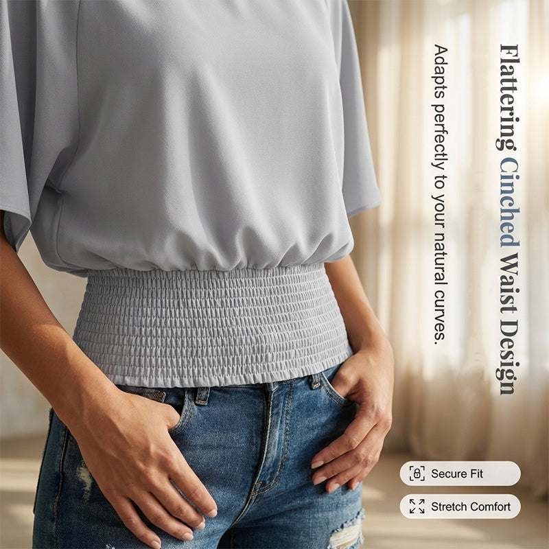 Women's Dolman Sleeve Top with Smocked Waist