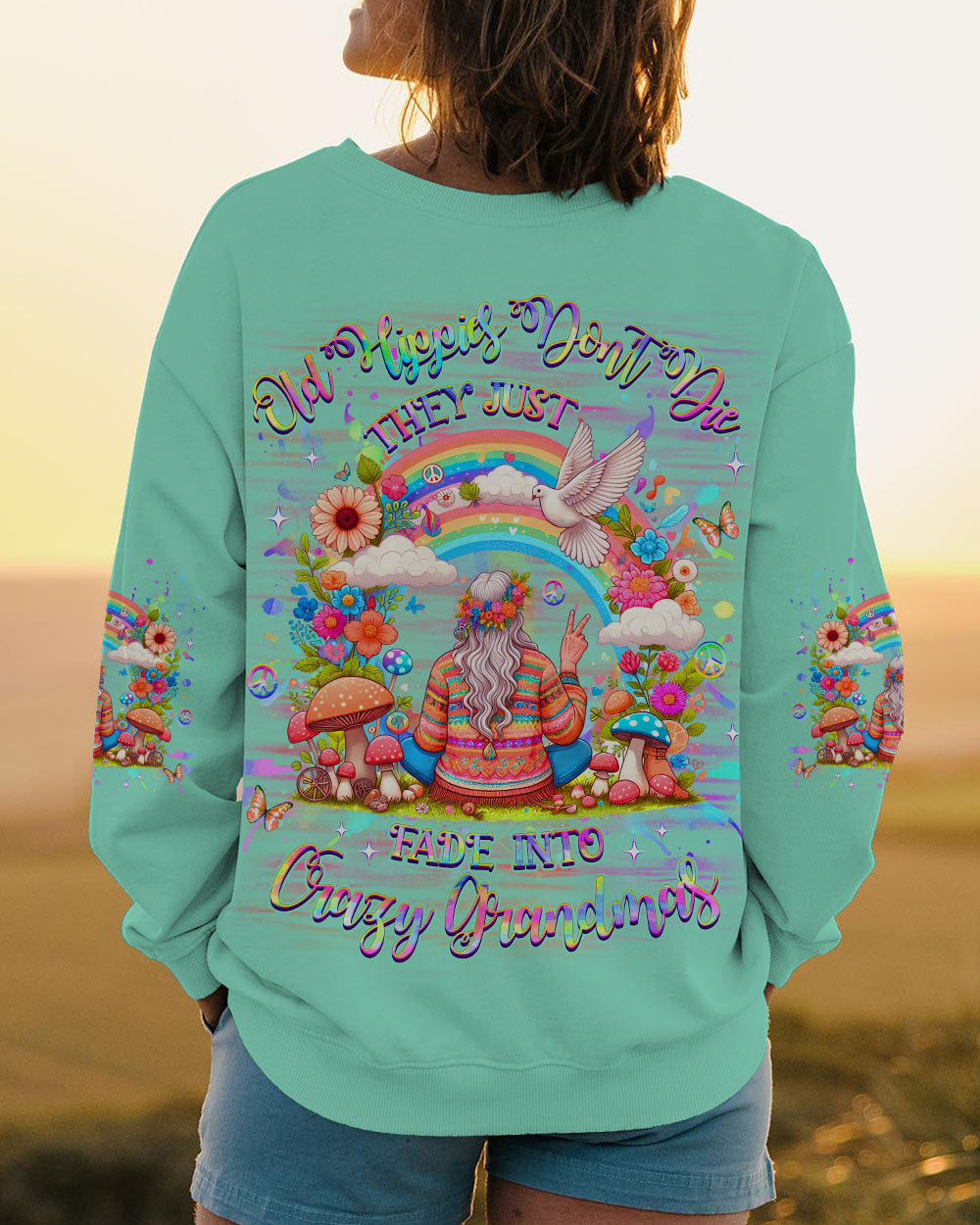OLD HIPPIES DON'T DIE HIPPIE GRANDMAS ALL OVER PRINT - YHHG0708244