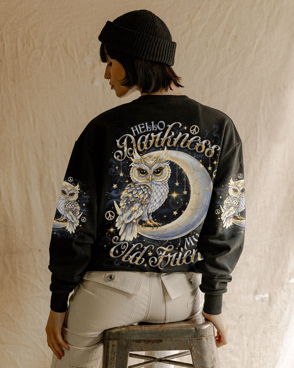 HELLO DARKNESS MY OLD FRIEND OWL MOON ALL OVER PRINT - TLNO0907252