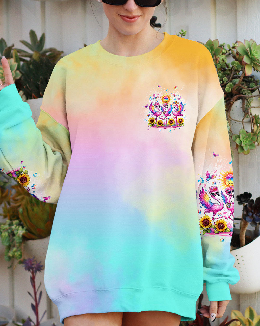 GOOD TIMES CRAZY FRIEND FLAMINGO SUNFLOWER ALL OVER PRINT - TLTW1306244