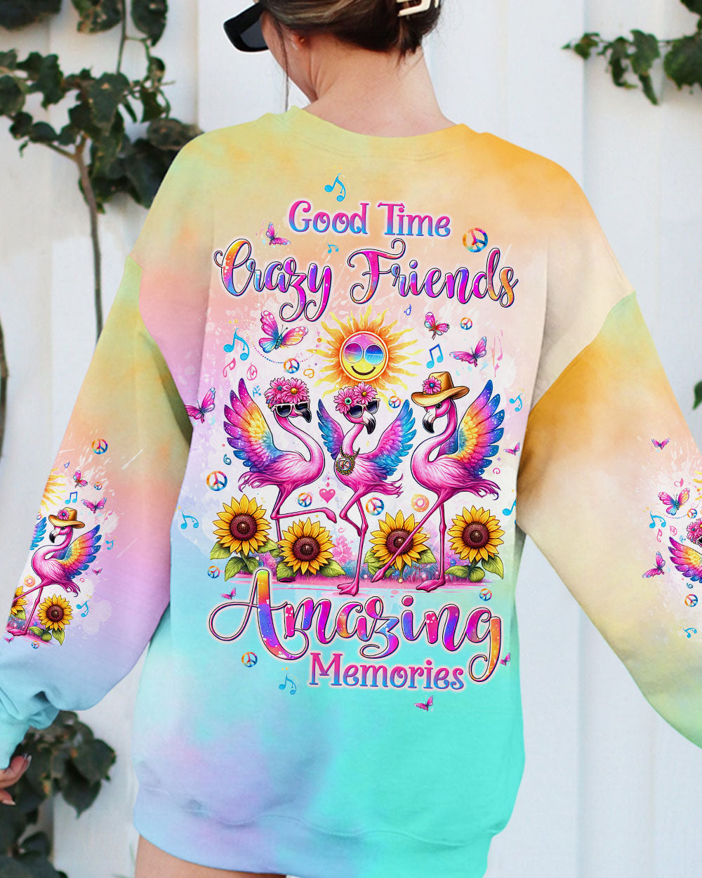 GOOD TIMES CRAZY FRIEND FLAMINGO SUNFLOWER ALL OVER PRINT - TLTW1306244