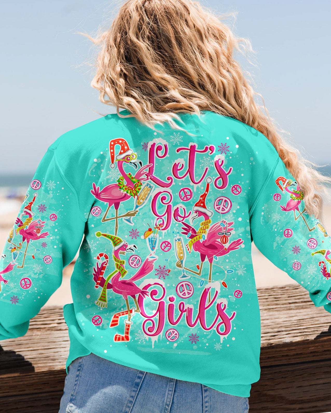 LET'S GO GIRLS FLAMINGO CHRISTMAS ALL OVER PRINT - TLNO1310231