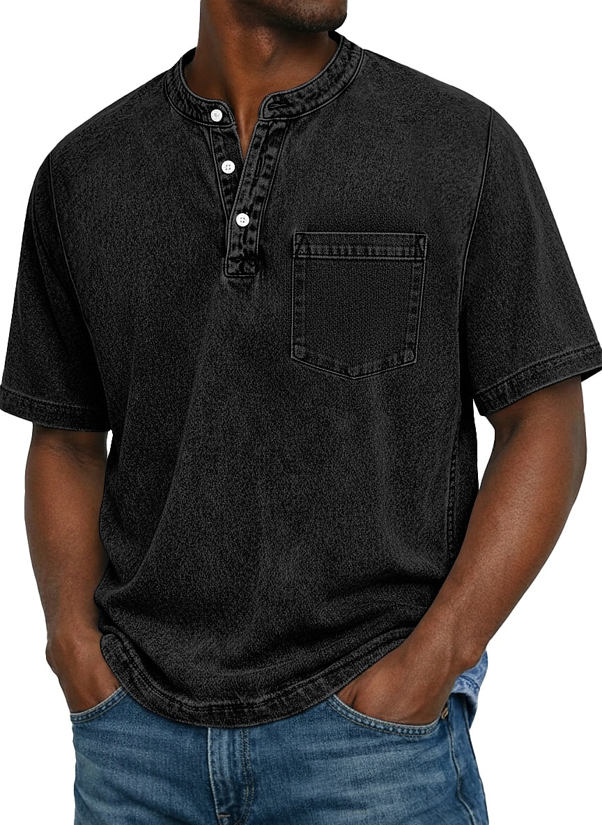 American Classic Vintage Washed Henley T-Shirt 4th of July Collection