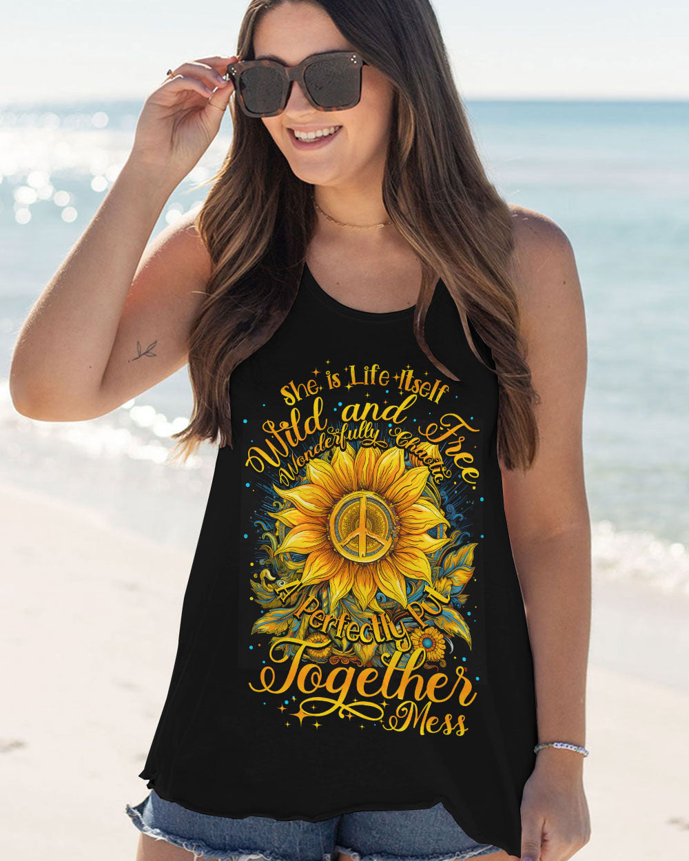 SHE IS LIFE ITSELF SUNFLOWER ALL OVER PRINT - TY3006235