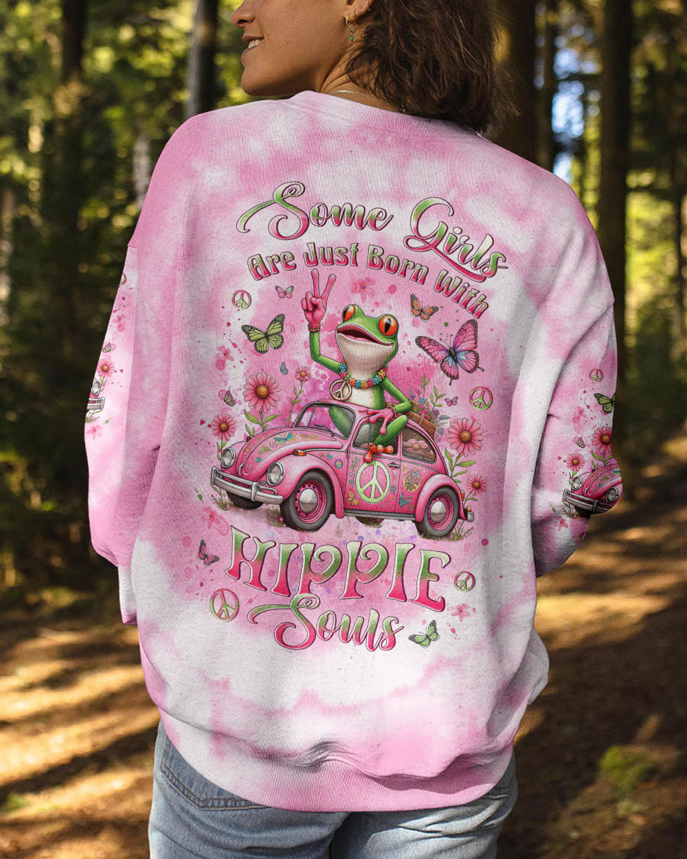 SOME GIRLS ARE JUST BORN WITH HIPPIE SOULS FROG ALL OVER PRINT - YHLT2601243
