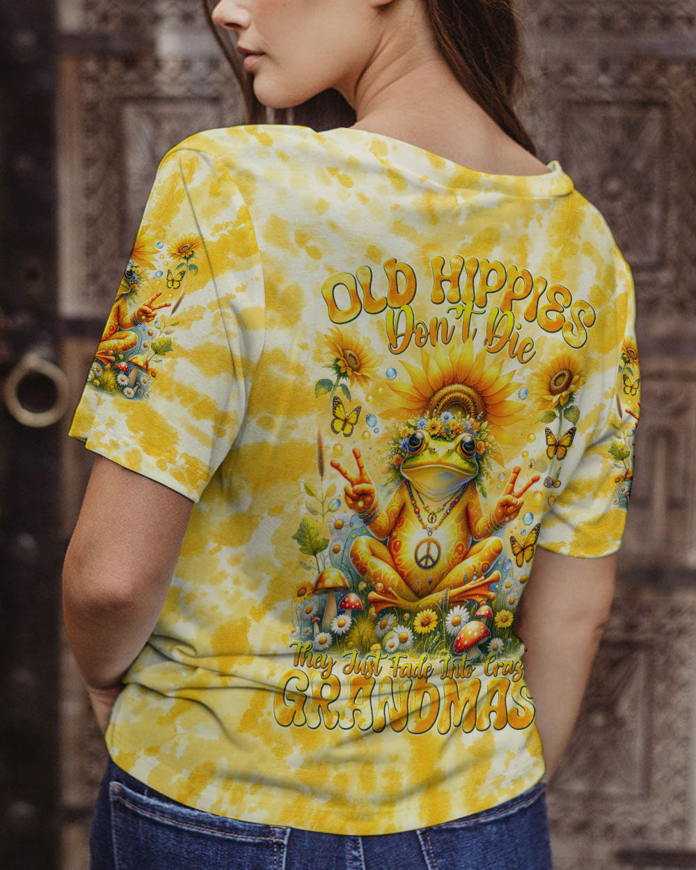 OLD HIPPIES FROG SUNFLOWER ALL OVER PRINT - TLNT3011231