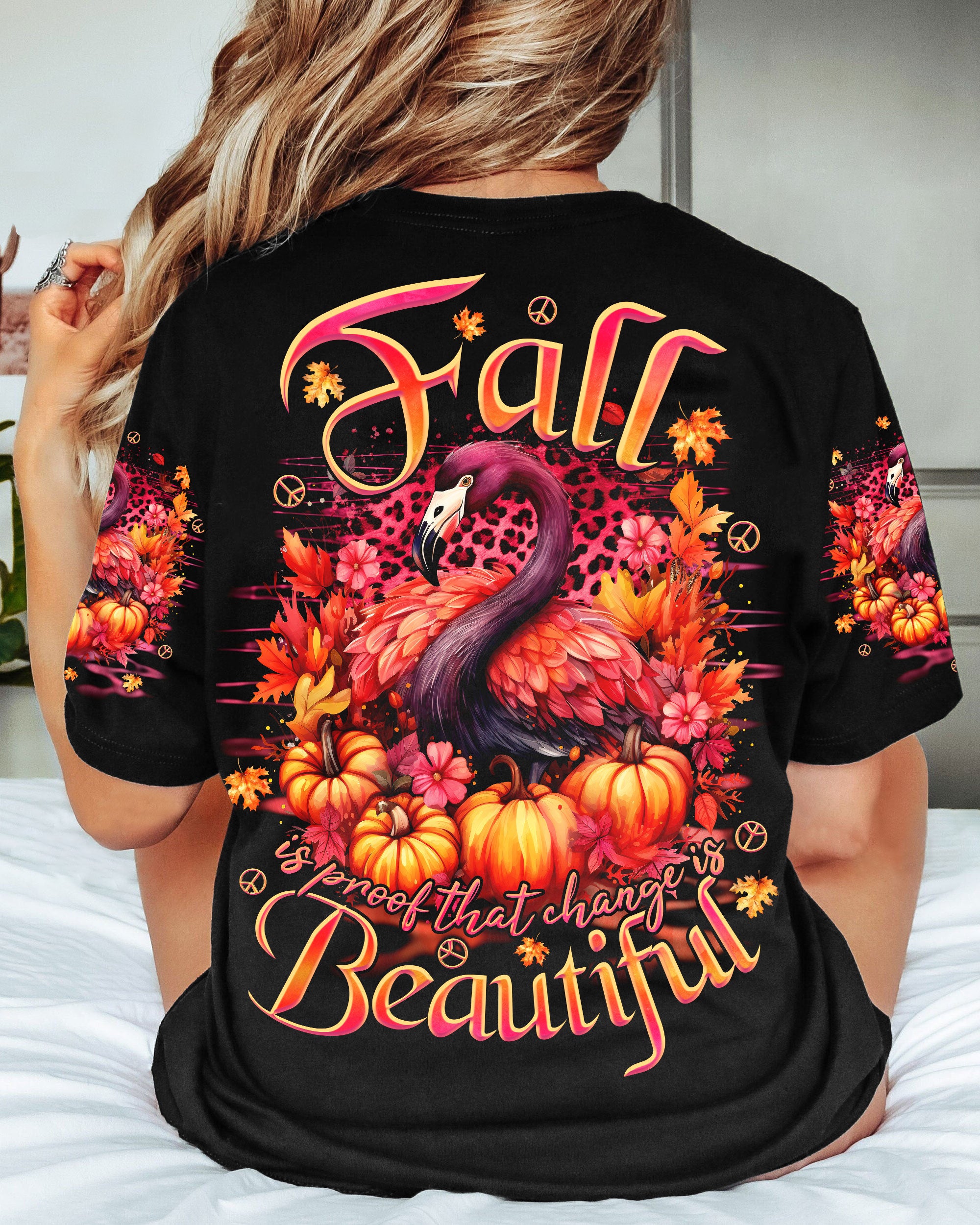 CHANGE IS BEAUTIFUL FLAMINGO AUTUMN ALL OVER PRINT - TLNO3107231