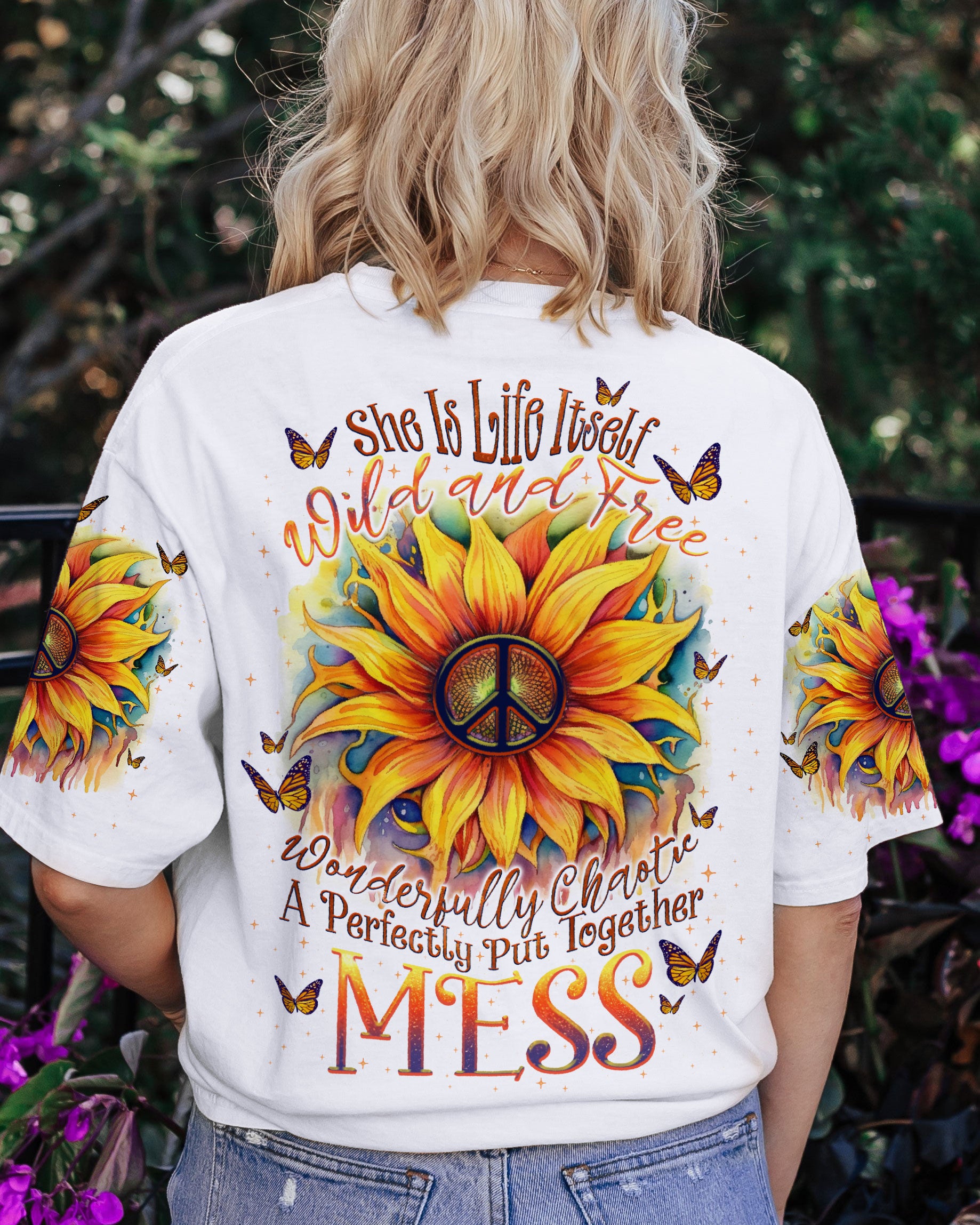 SHE IS LIFE ITSELF SUNFLOWER ALL OVER PRINT - TLNO1505231