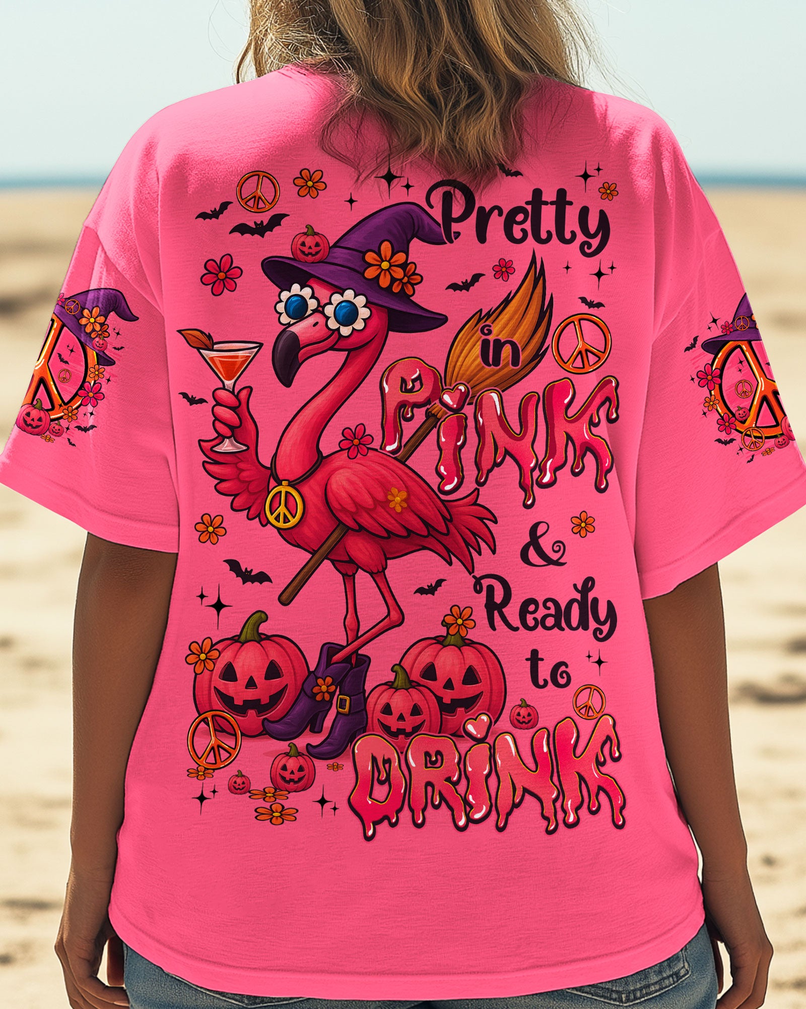 PRETTY IN PINK FLAMINGO HALLOWEEN ALL OVER PRINT - TYQY1306251