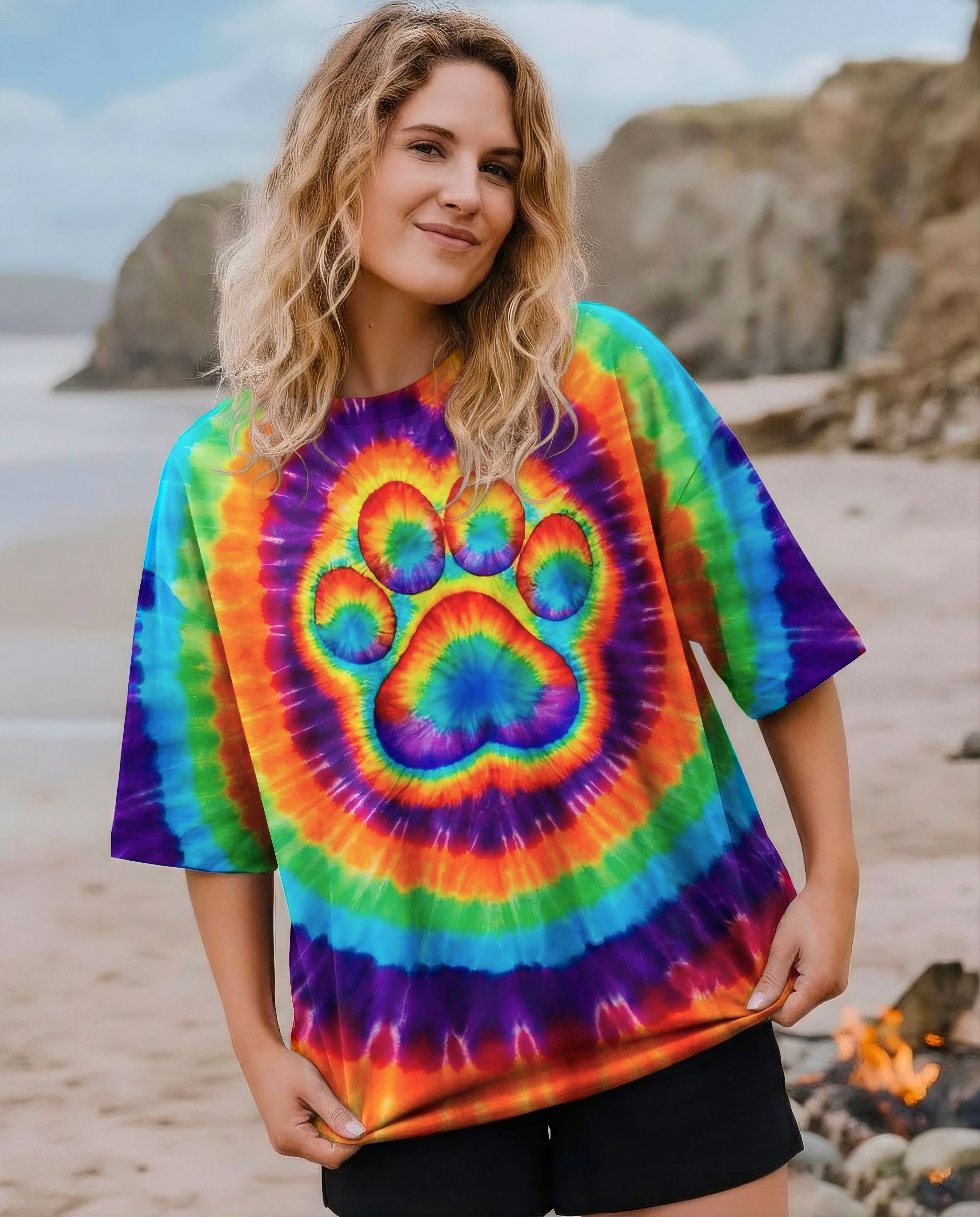 PAW PRINT COLORFUL SWIRL ALL OVER PRINT  - TLNO2402261