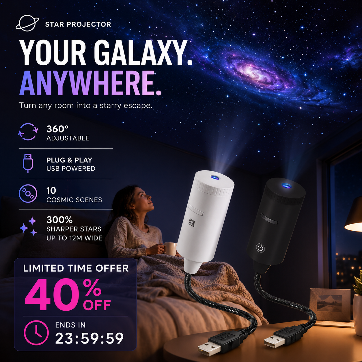 Plug-and-Play HD Star Projector 50,000+ Happy Users