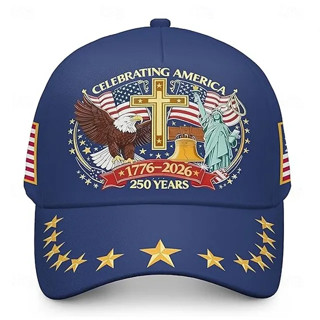 Men's USA 250th Anniversary Patriotic Cap | Embroidered Eagle, Cross & Liberty Statue Baseball Hat