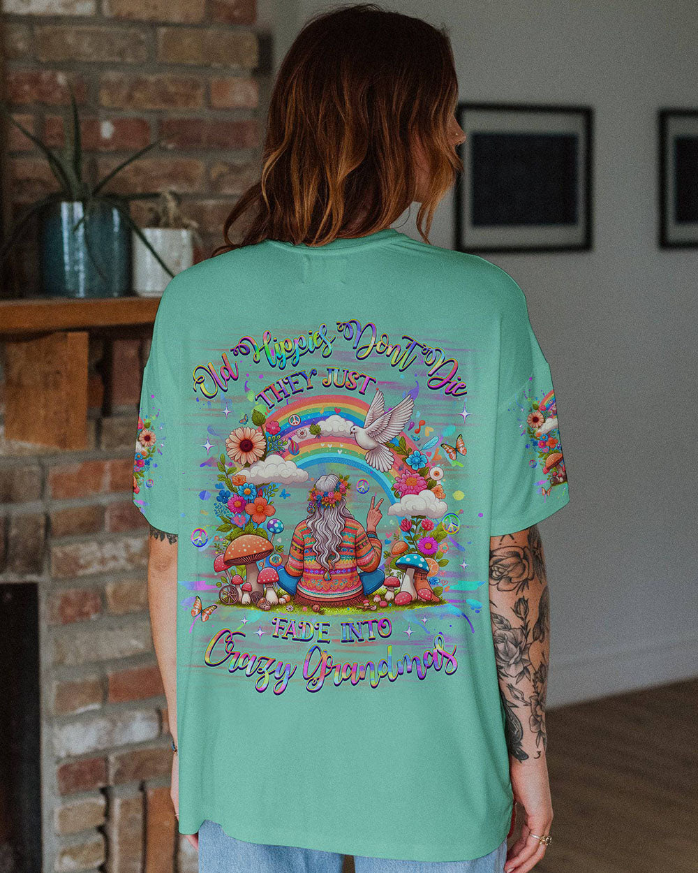OLD HIPPIES DON'T DIE HIPPIE GRANDMAS ALL OVER PRINT - YHHG0708244