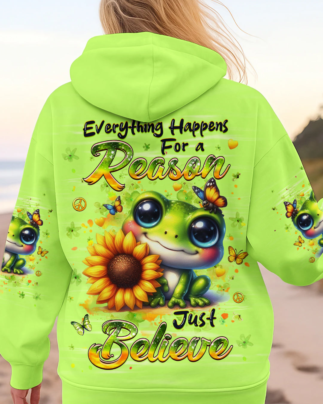 JUST BELIEVE FROG SUNFLOWER ALL OVER PRINT - YHHG1010253