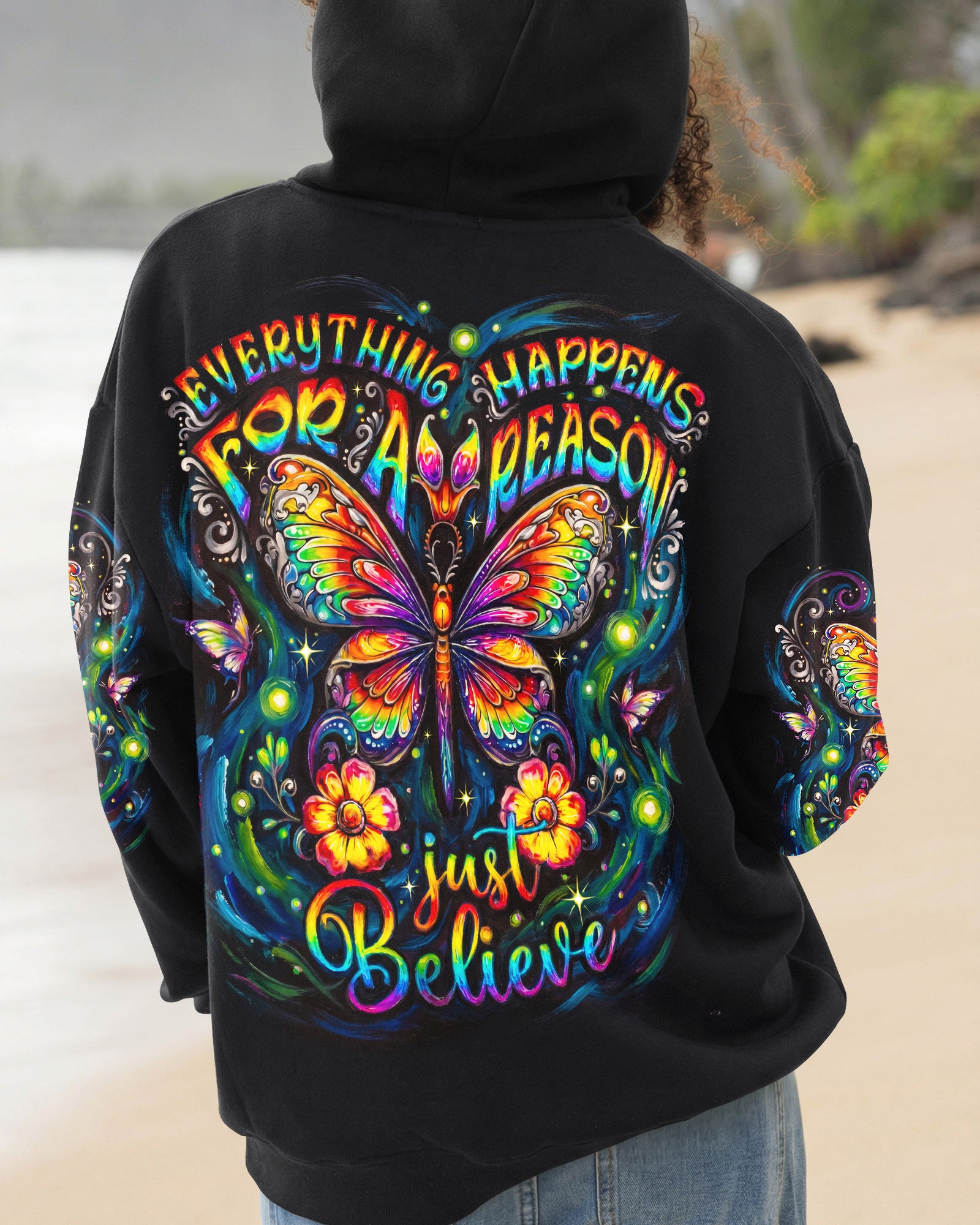 JUST BELIEVE BUTTERFLY GLOW ALL OVER PRINT - KM2404261