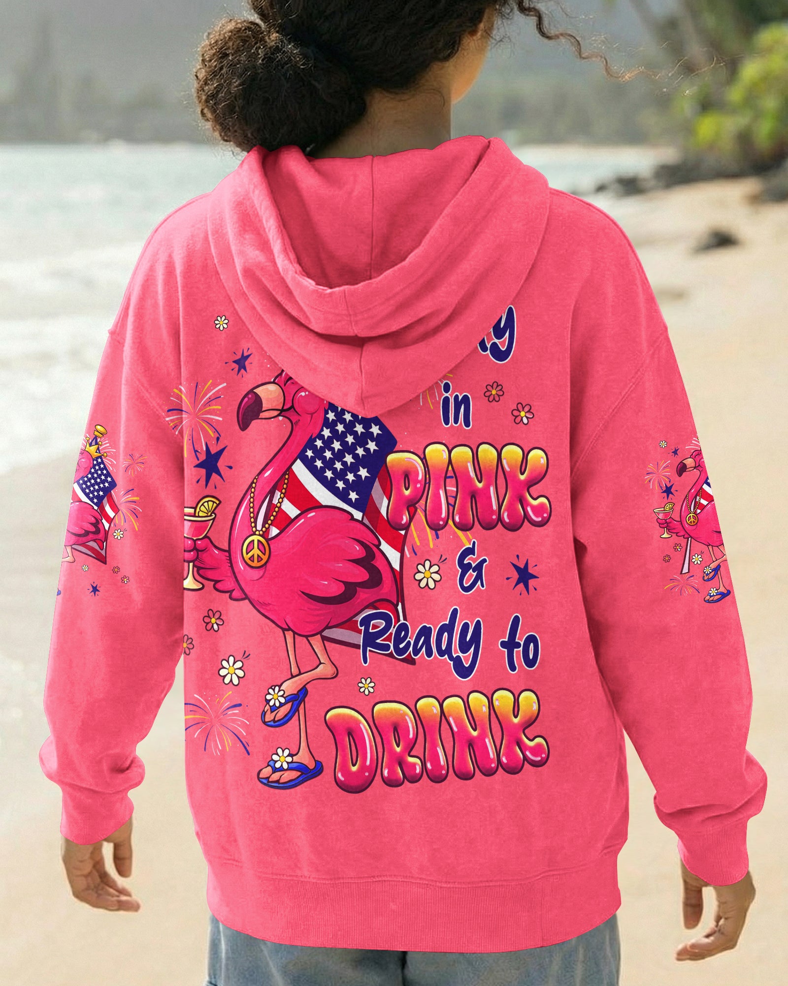 PRETTY IN PINK FLAMINGO RED WHITE & BLUE  ALL OVER PRINT - TLHG2403261