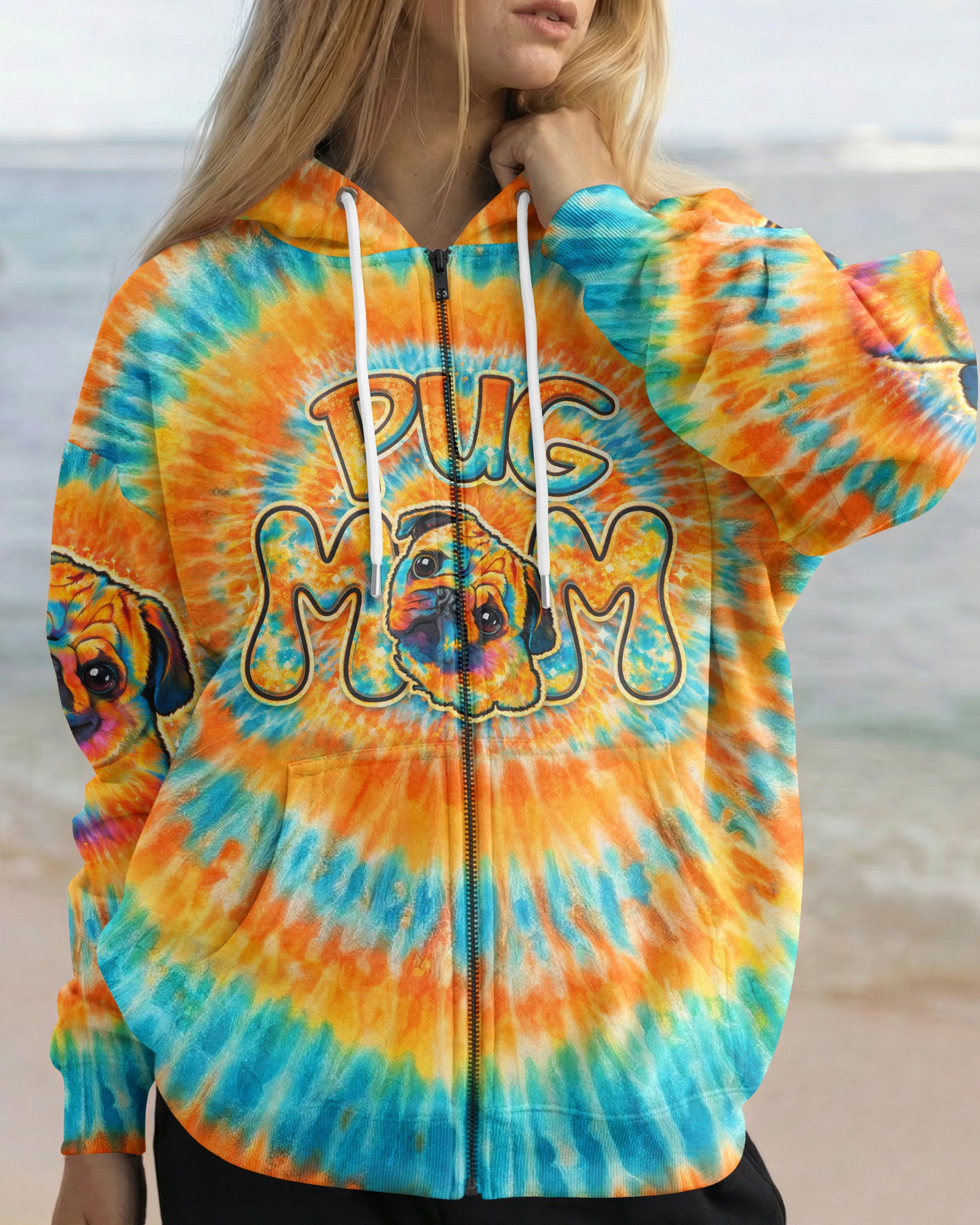 PUG MOM DOG  SWIRL ALL OVER PRINT - TLTW2702263