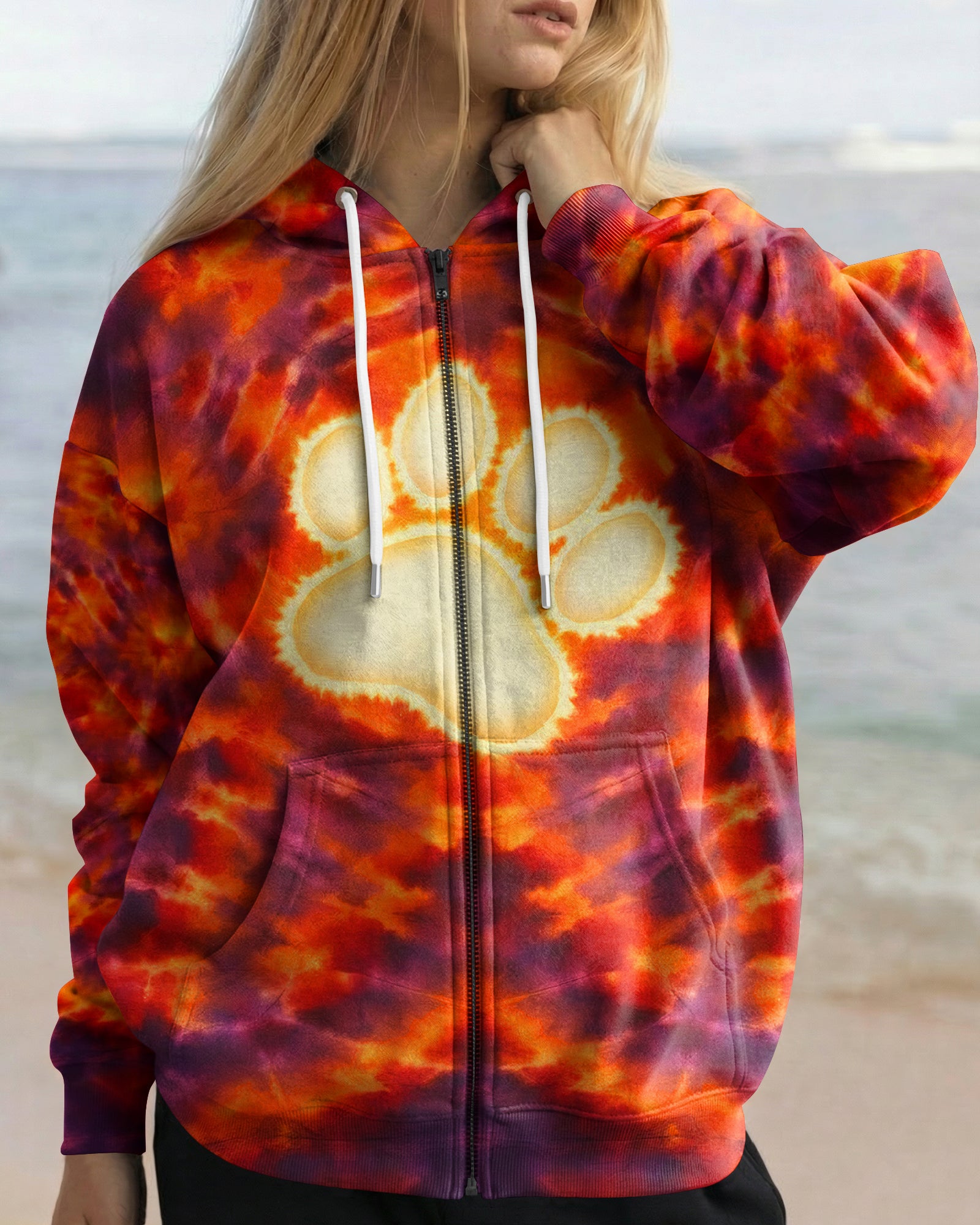 PAW PRINT BURNT ORANGE SWIRL ALL OVER PRINT - TLHG1303262