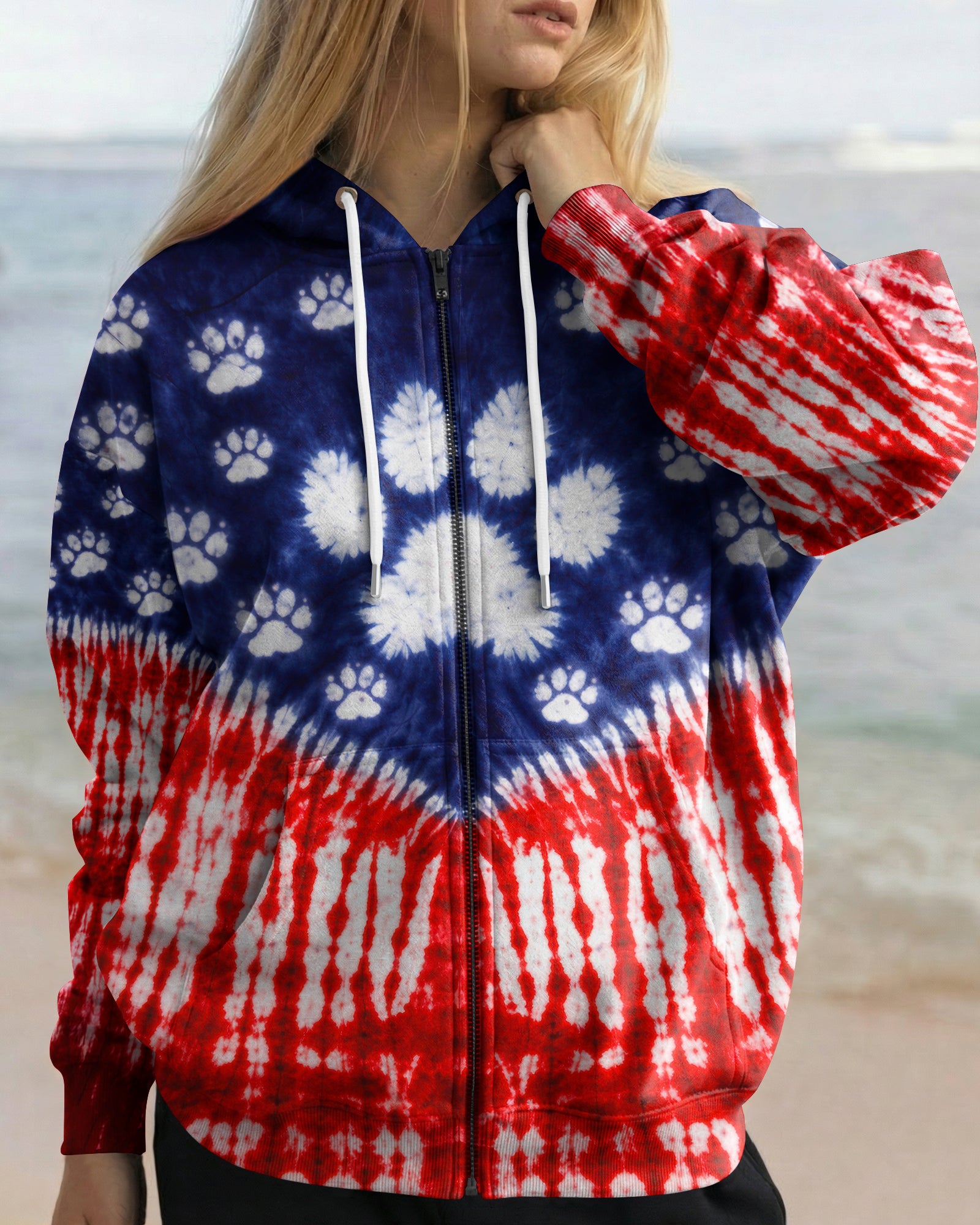 PAW PRINT AMERICAN FLAG V SWIRL ALL OVER PRINT - TLTW1803263