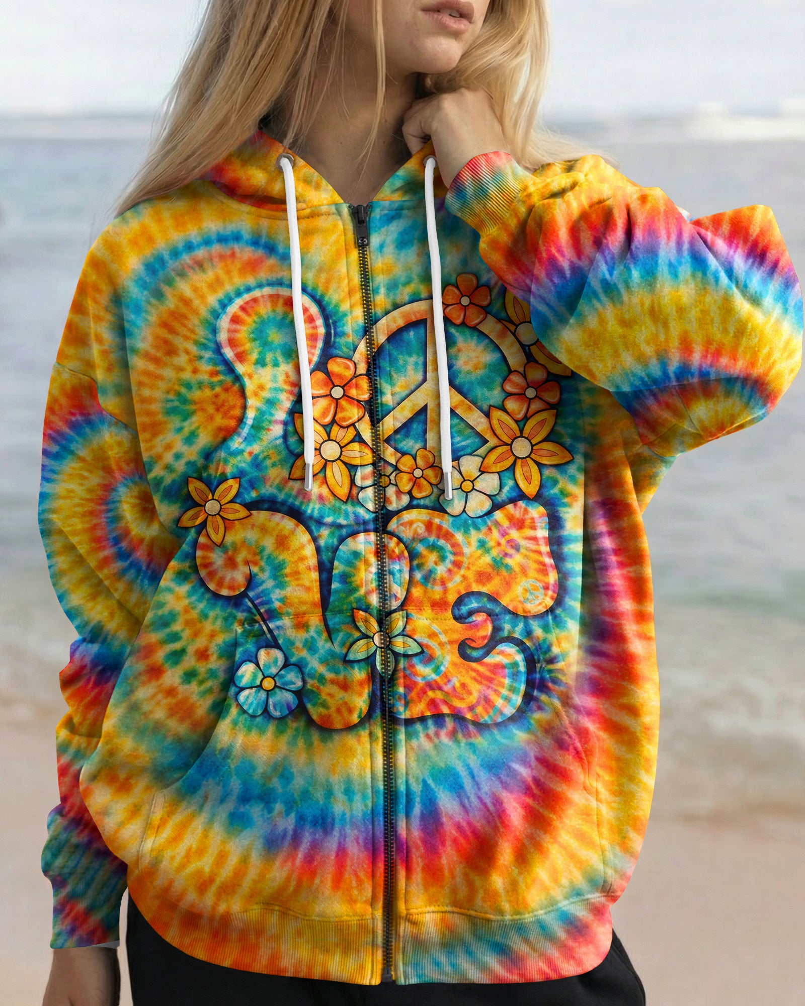 LOVE PEACE SYMBOL SWIRL ALL OVER PRINT - TLHN2303261