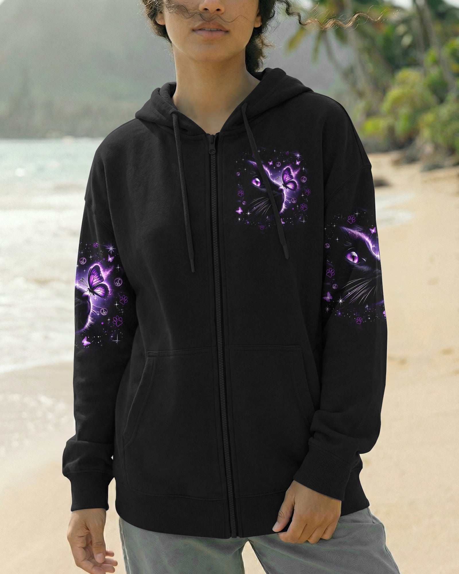 HELLO DARKNESS MY OLD FRIEND CAT AND BUTTERFLY ALL OVER PRINT - TYQY1203262