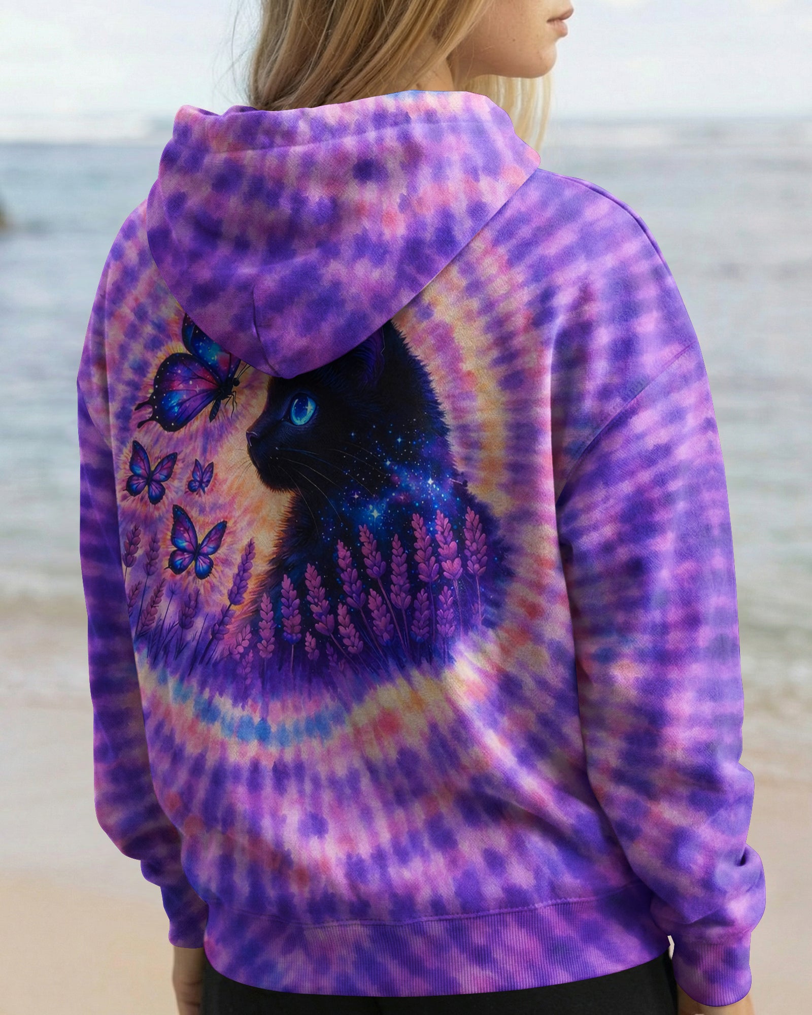 BLACK CAT LAVENDER PURPLE SWIRL ALL OVER PRINT - TLNO1103261