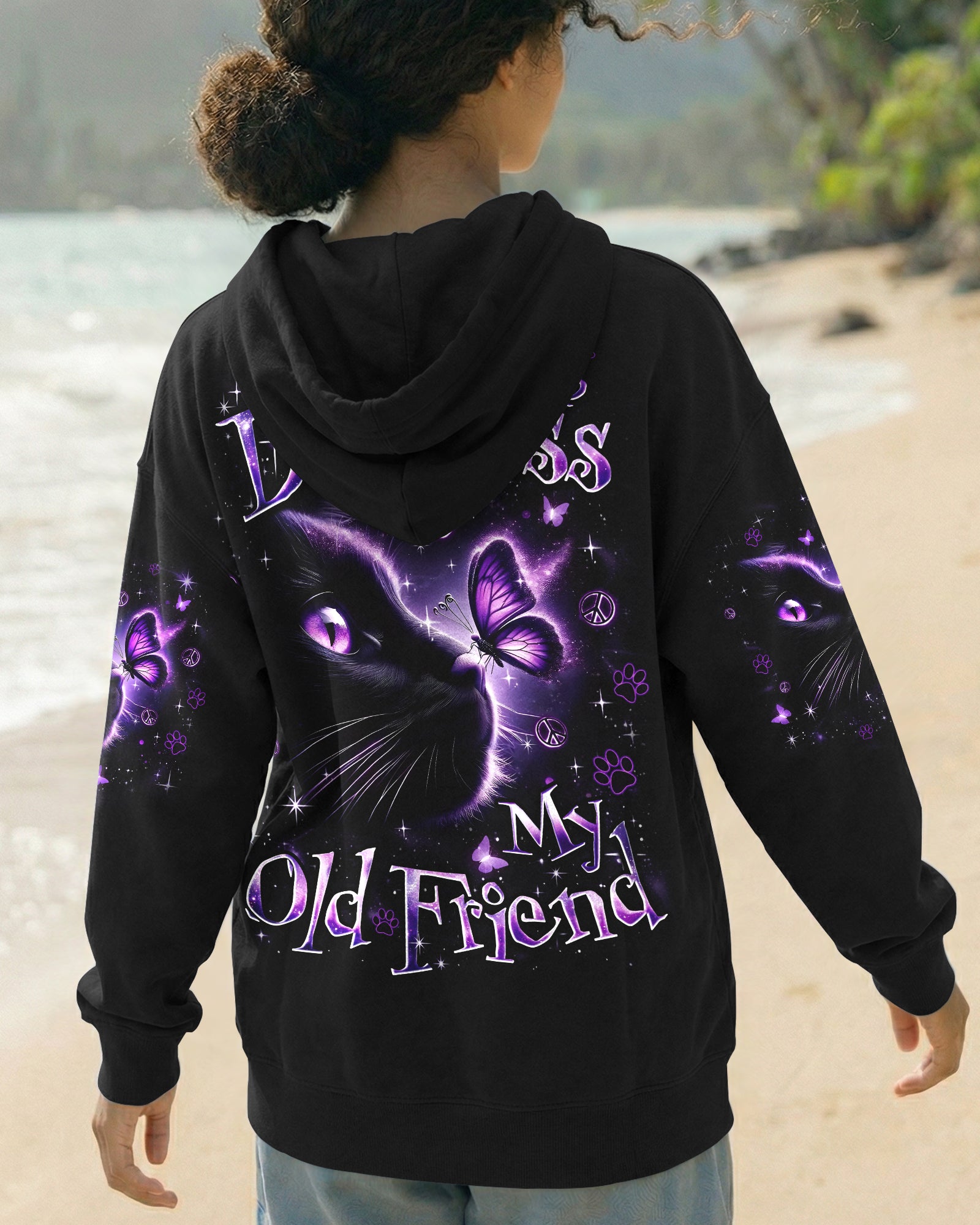 HELLO DARKNESS MY OLD FRIEND CAT AND BUTTERFLY ALL OVER PRINT - TYQY1203262