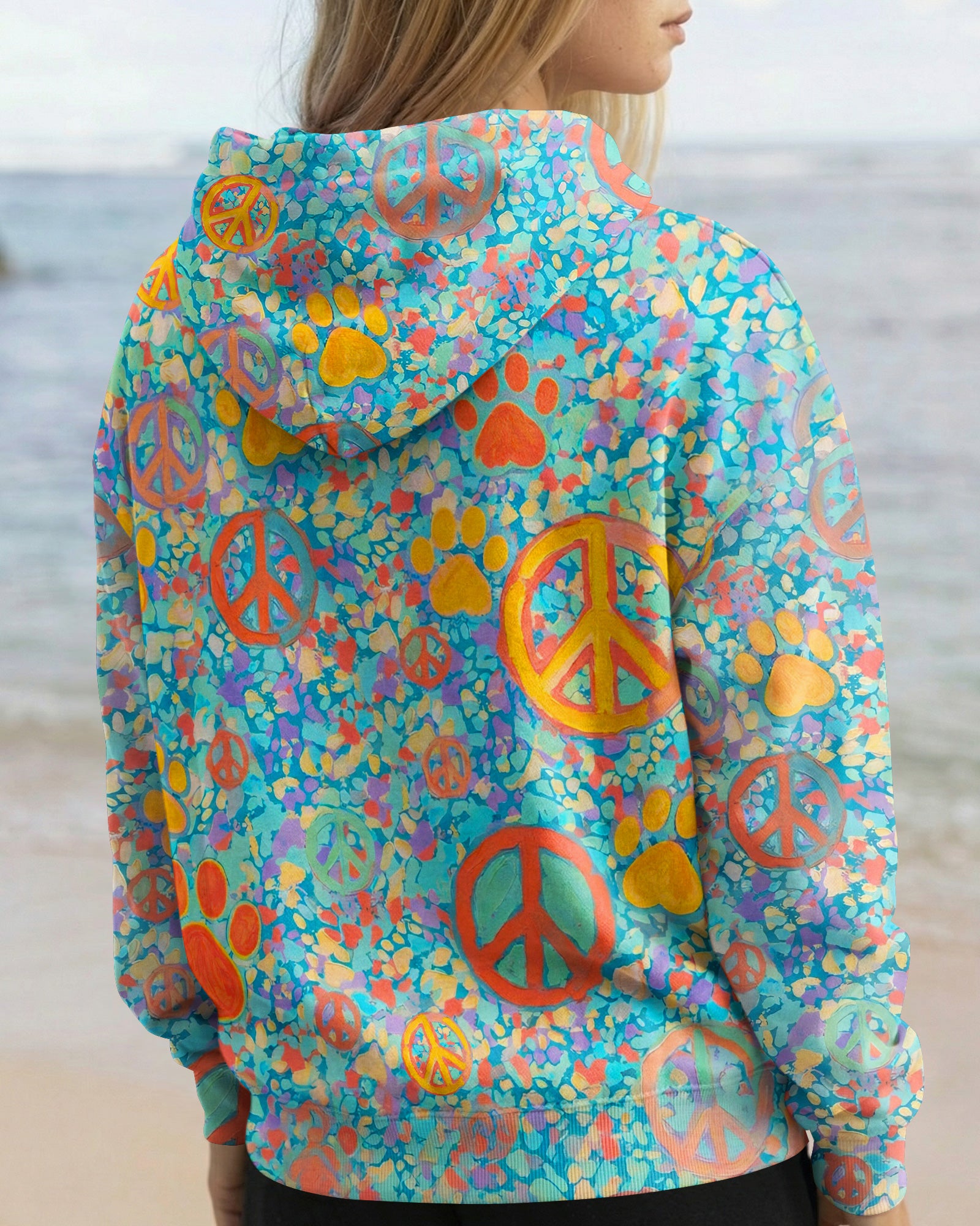 PEACE PAW PRINT PASTEL PATTERN ALL OVER PRINT - TLNO1203262