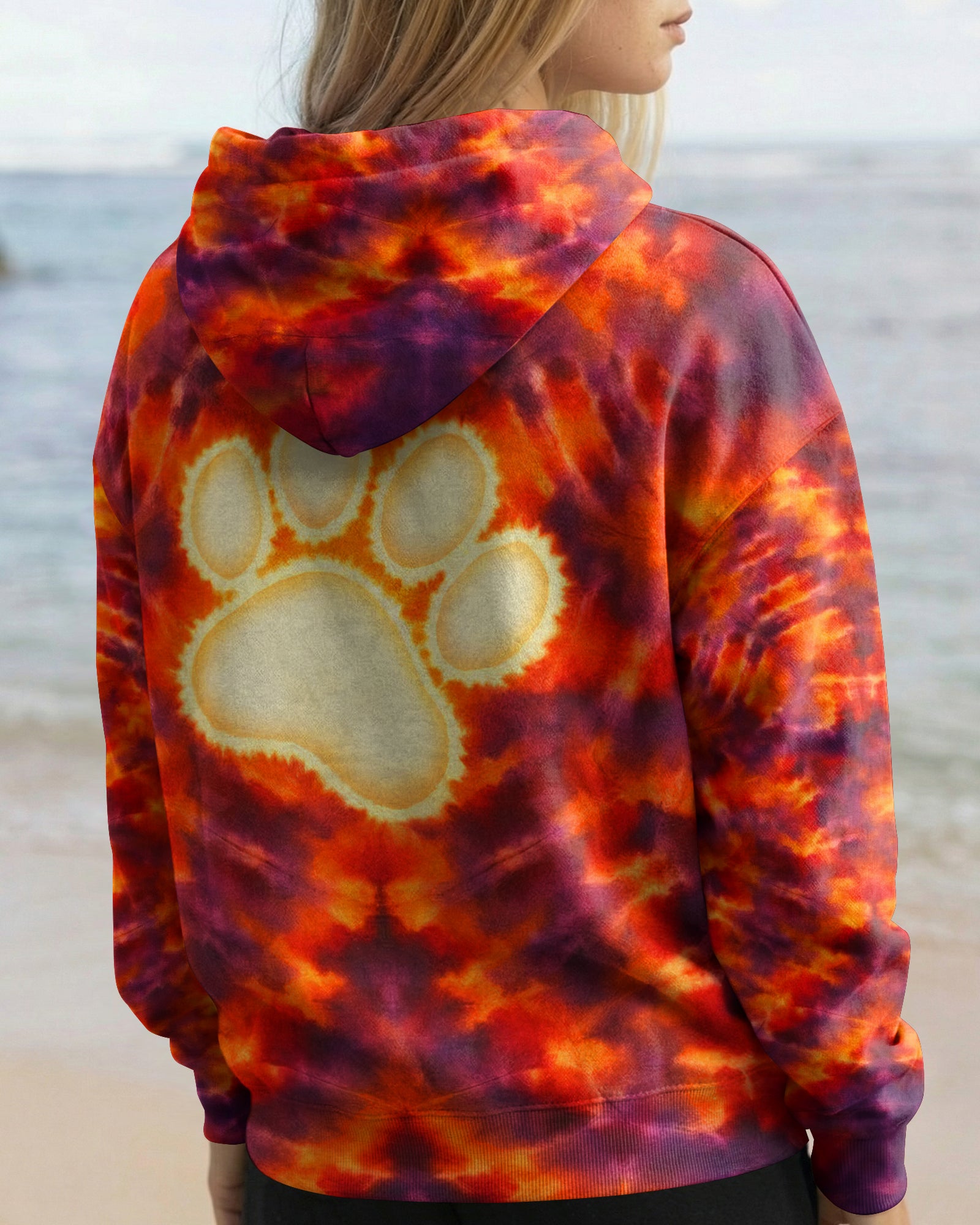 PAW PRINT BURNT ORANGE SWIRL ALL OVER PRINT - TLHG1303262