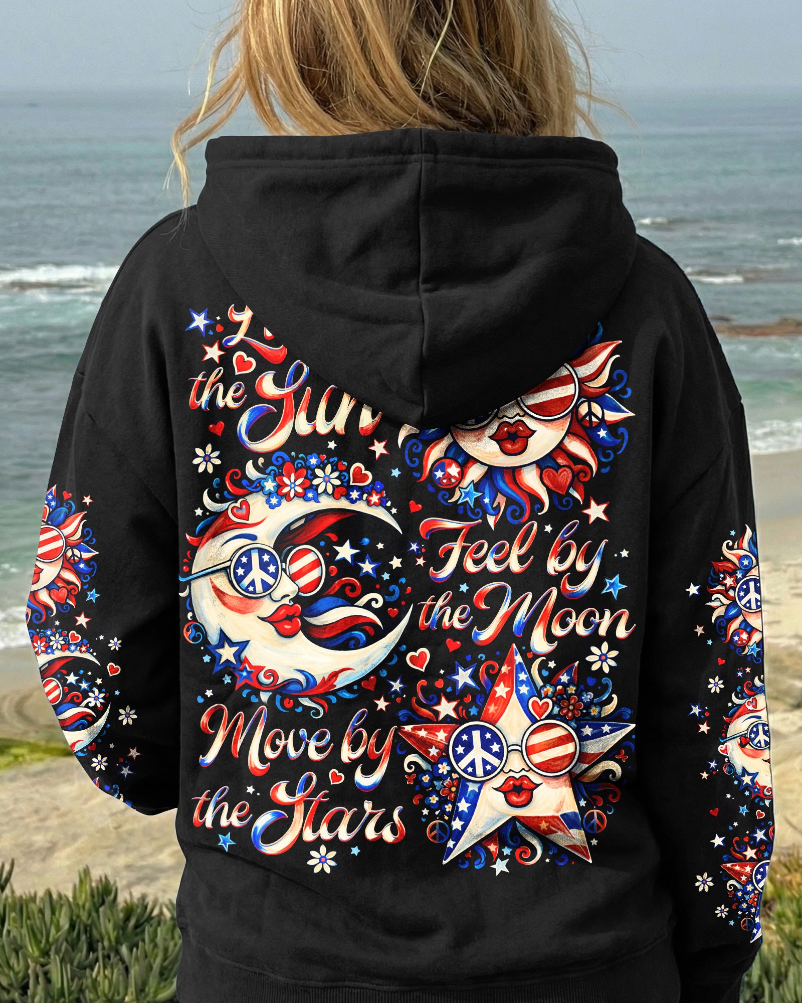 LIVE BY THE SUN RED WHITE & BLUE MOON STAR ALL OVER PRINT - TLNO3103262
