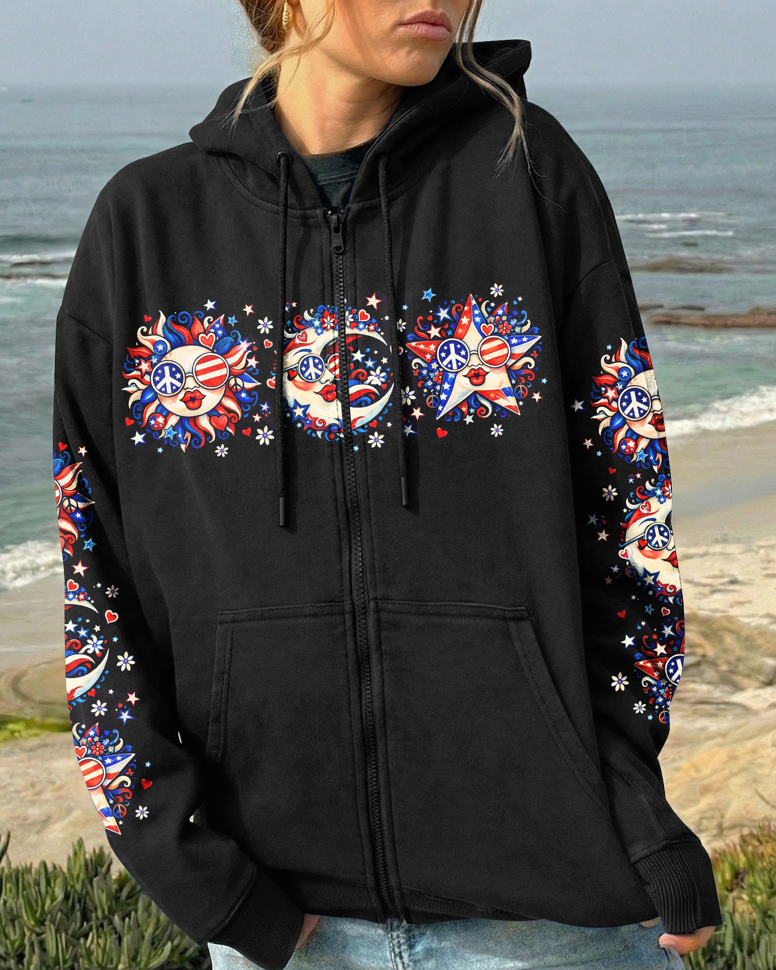 LIVE BY THE SUN RED WHITE & BLUE MOON STAR ALL OVER PRINT - TLNO3103262