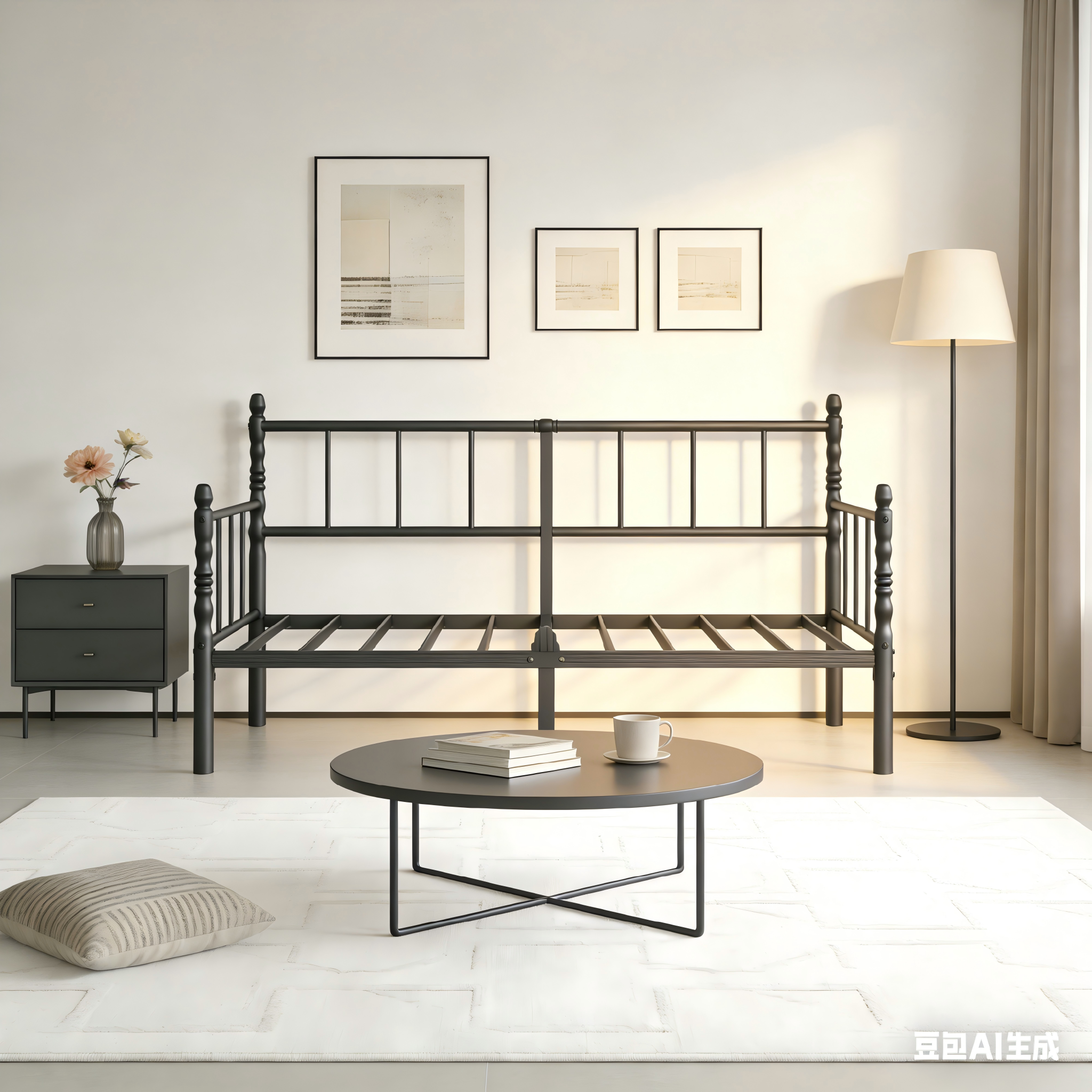 RLDVAY 14" Metal Daybed Frame, Sturdy Construction, Metal Slats Support, Twin Size, Black