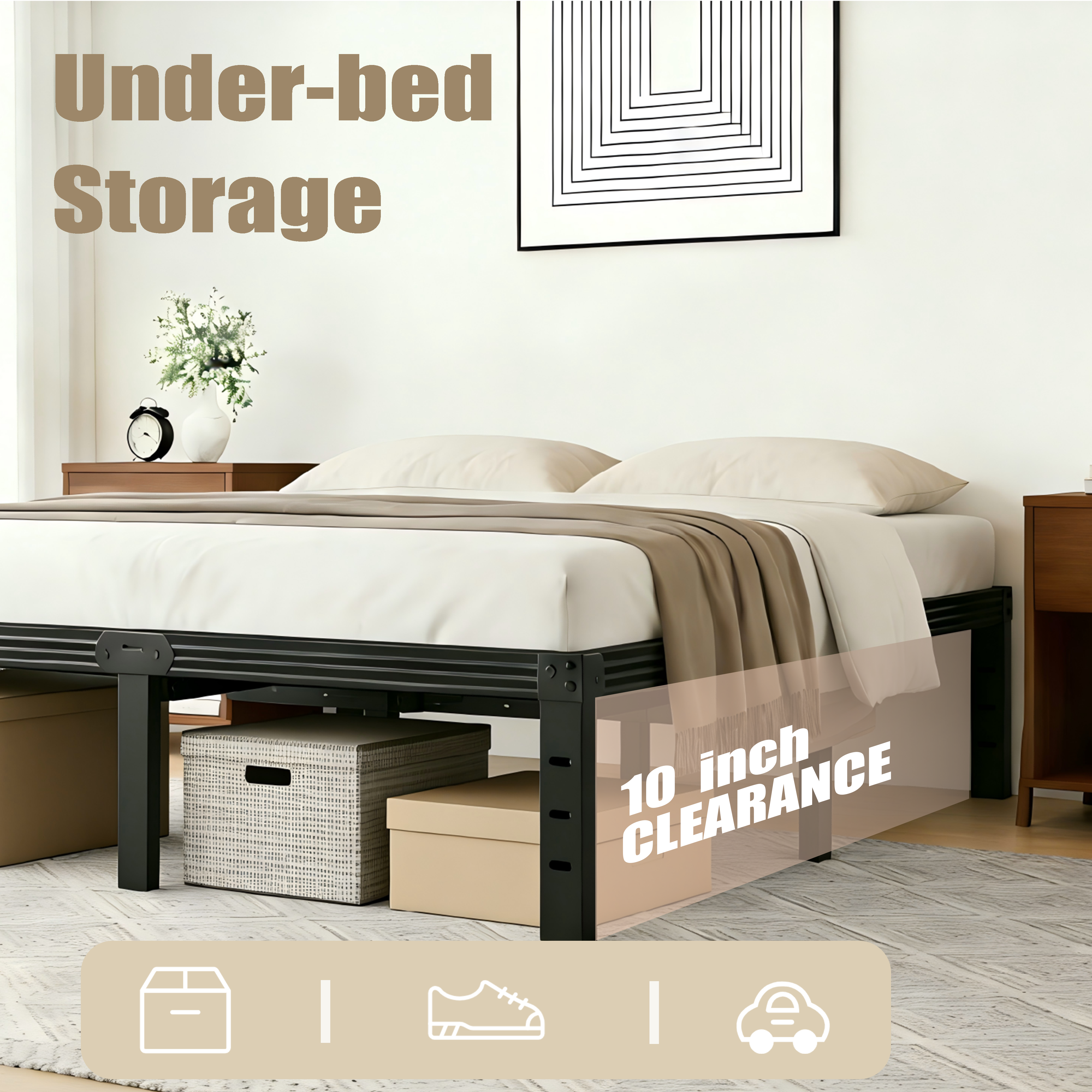 RLDVAY 12 inch Queen Bed Frame,Heavy Duty Metal Platform,No Box Spring Needed,Noise-free,Easy Assembly