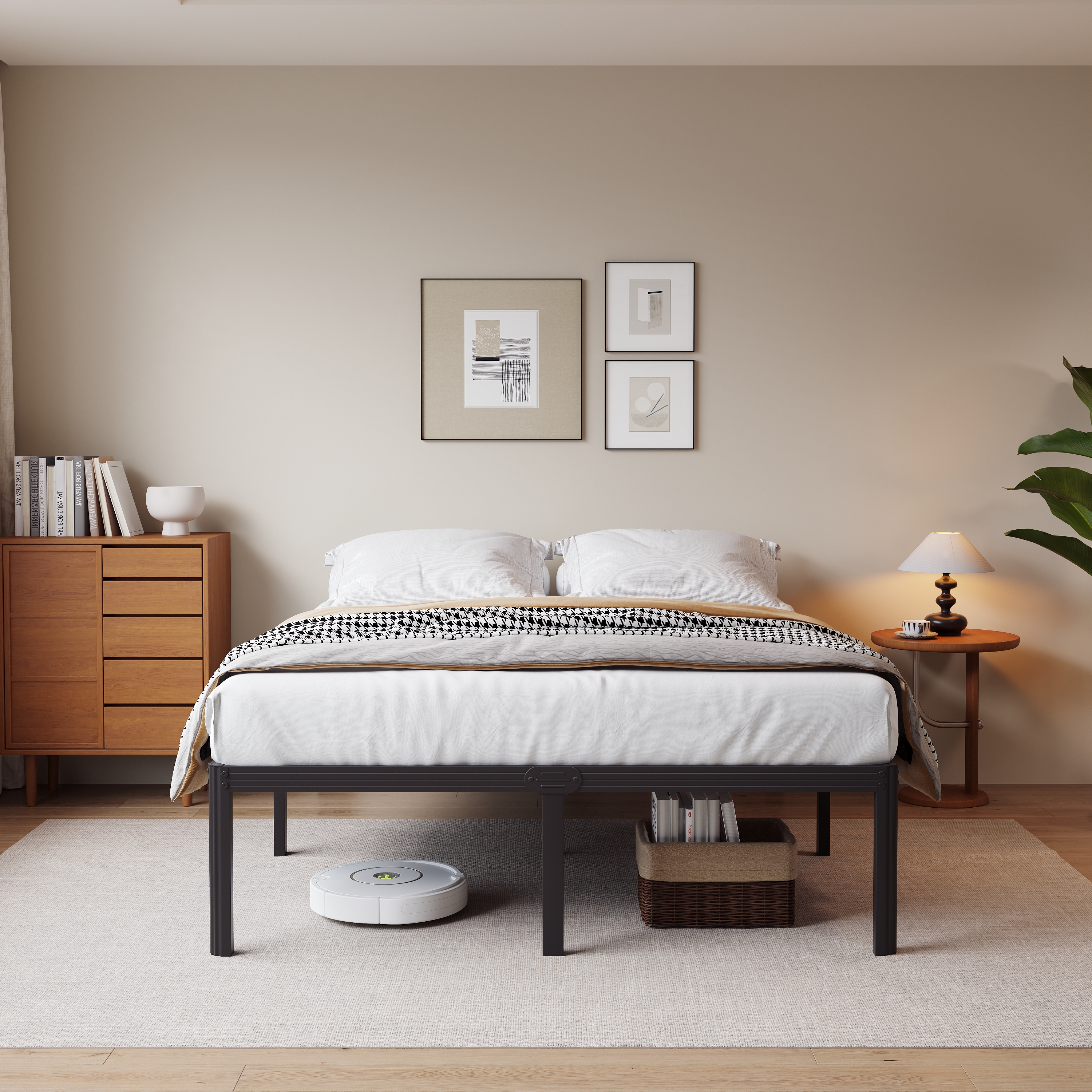 RLDVAY 18 Inch King Heavy Duty Metal Bed Frame,No Box Spring Needed,Rounded Conrer Design,Easy Assembly, Black