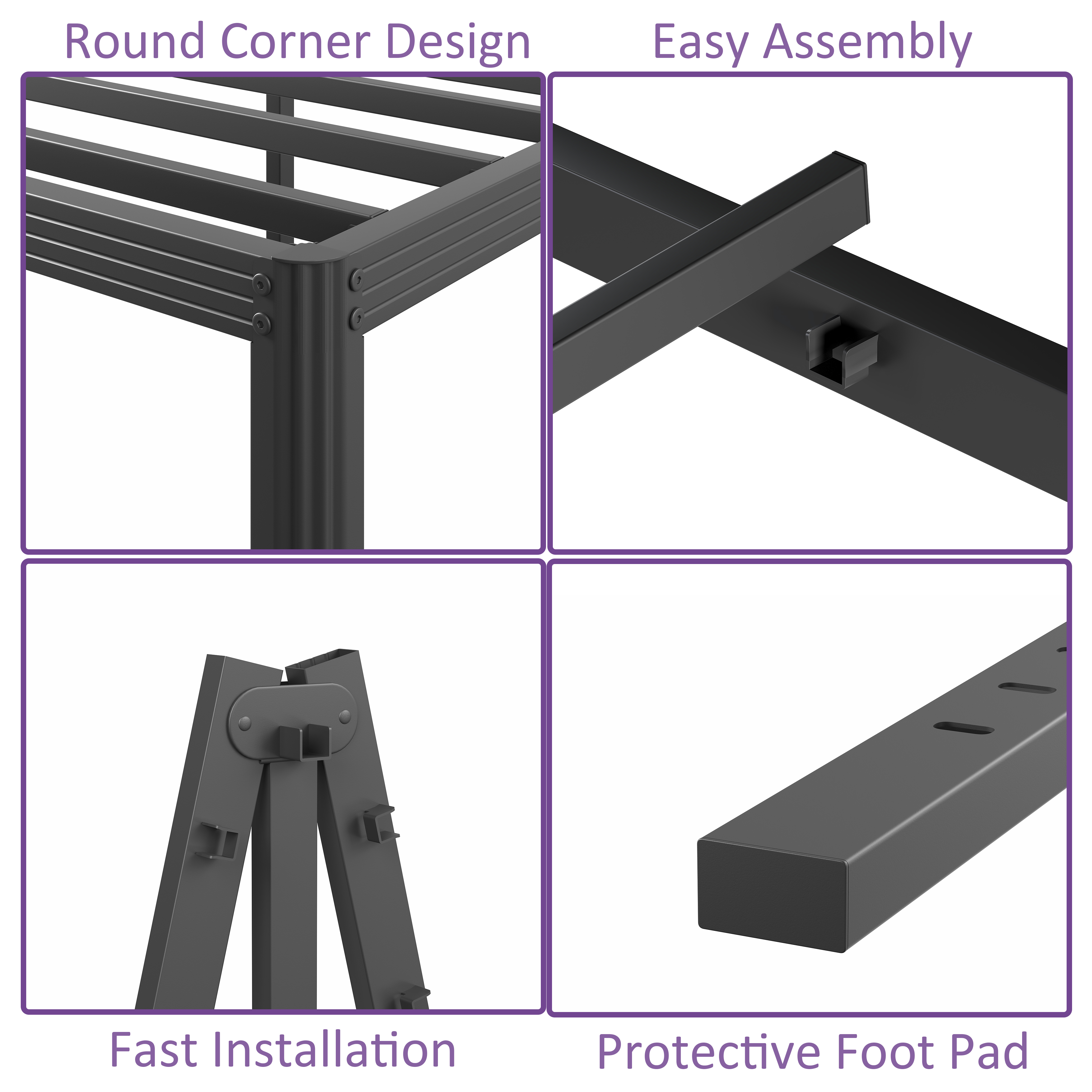 RLDVAY 18 Inch King Heavy Duty Metal Bed Frame,No Box Spring Needed,Rounded Conrer Design,Easy Assembly, Black
